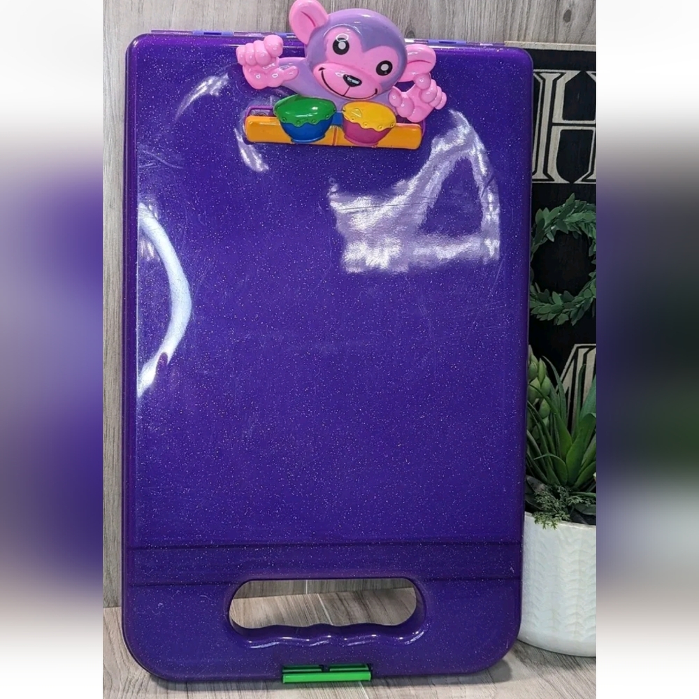 Lisa Frank Purple Glitter Clipboard with Colorful Monkey